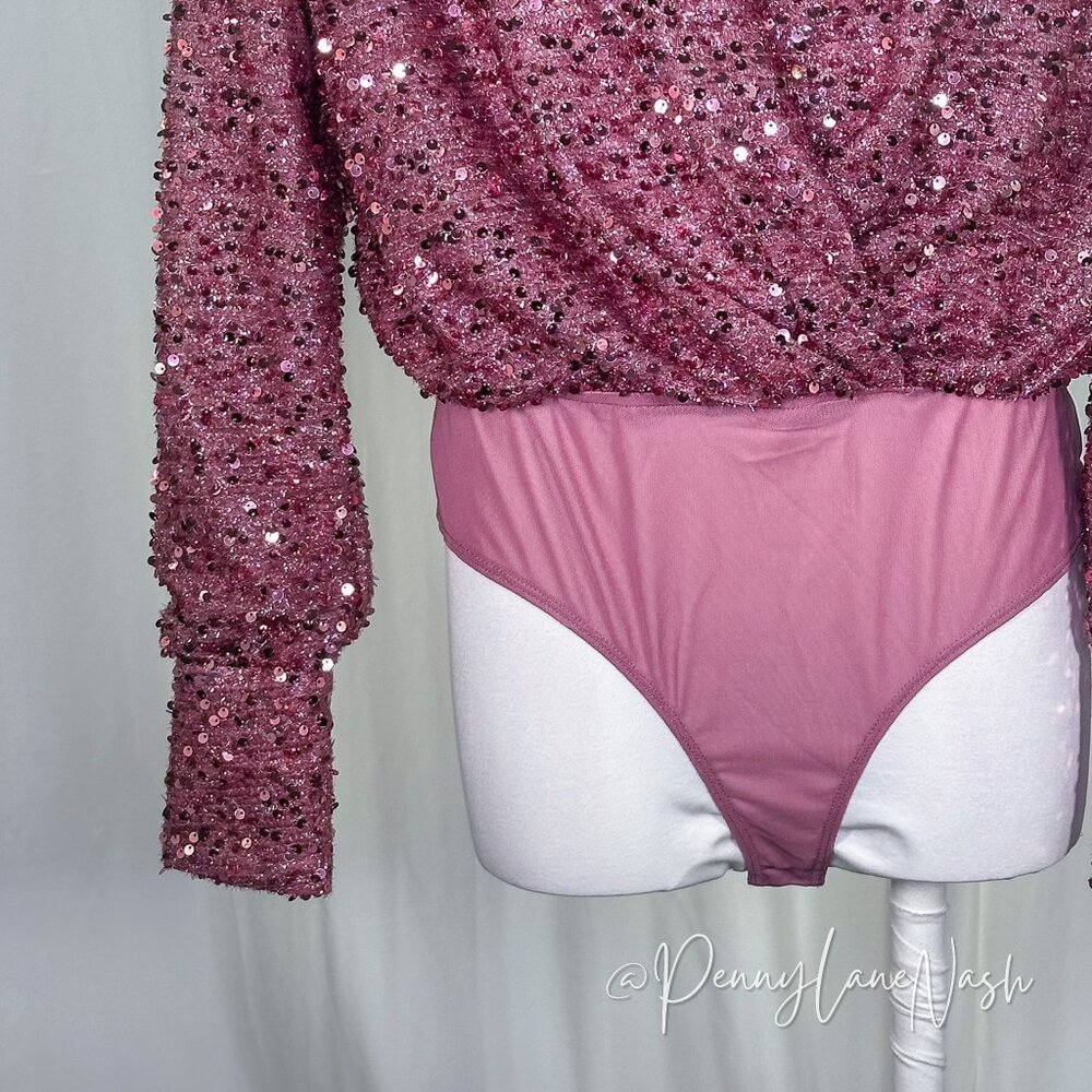 Fashion Nova Mauve Rain On Me Sequin Skirt Set - Picture 4 of 15